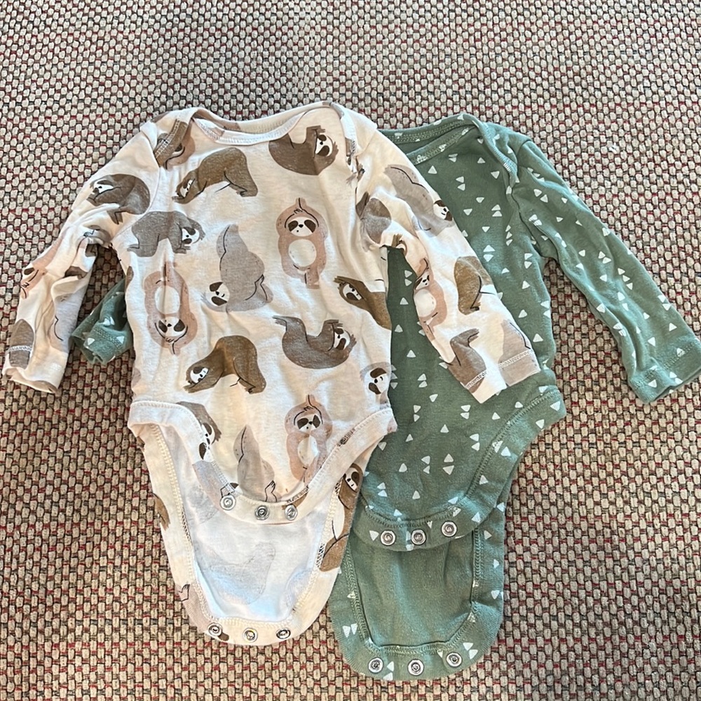 Two 0-3 months long sleeves onesies